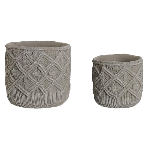 Home ESPRIT Blumentopf-Set, hellgrau, Zement, 20 x 20 x 18 cm von Home ESPRIT