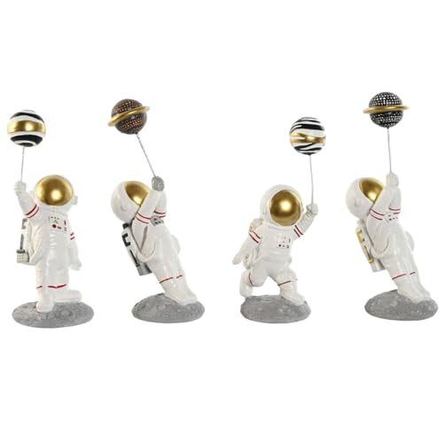 Home ESPRIT Dekofigur Astronaut Weiß Gold 10,5 x 10,5 x 25 cm (4 Stück) von Home ESPRIT