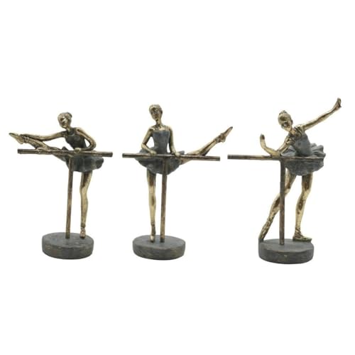 Home ESPRIT Dekofigur Grau Gold Ballerina Ballett 14 x 8 x 20 cm (3 Stück) von Home ESPRIT