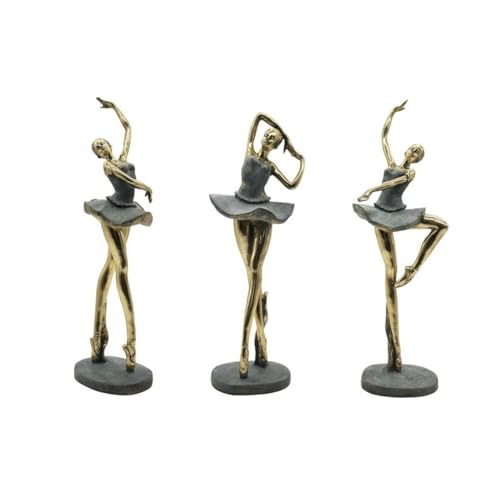Home ESPRIT Dekofigur Grau Gold Ballerina Ballett 15 x 10 x 43 cm (3 Stück) von Home ESPRIT
