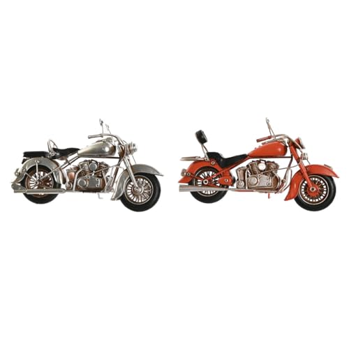 Home ESPRIT Dekofigur Motorrad Grau Orange Vintage 27 x 11 x 15 cm (2 Stück) von Home ESPRIT