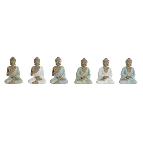Home ESPRIT Dekofigur Weiß Grün Türkis Orientalischer Buddha 6 x 4 x 8,5 cm (6 Stück) von Home ESPRIT