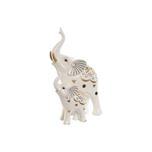 Home ESPRIT Dekorative Figur, Weiß, Gold, romantischer Elefant, 11 x 8 x 19 cm von Home ESPRIT