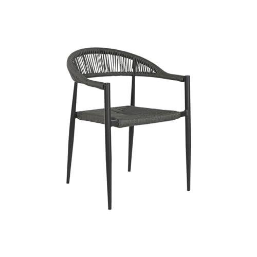 Home ESPRIT Gartenstuhl, Schwarz, Dunkelgrau, Aluminium, Rattan, 56 x 60 x 78 cm von Home ESPRIT