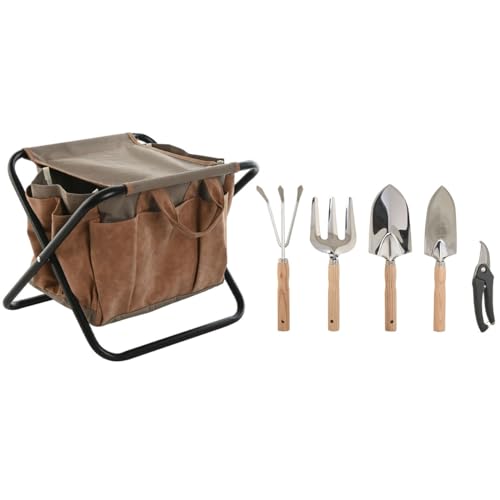 Home ESPRIT Gartenwerkzeug-Set, 7-teilig, Braun, 40 x 28 x 35 cm von Home ESPRIT