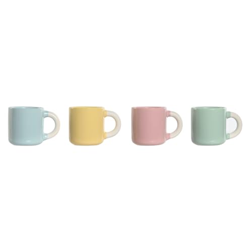 Home ESPRIT Kaffeebecher-Set, Gelb, Blau, Grün, Rosa, Porzellan, 110 ml, 4-teilig von Home ESPRIT