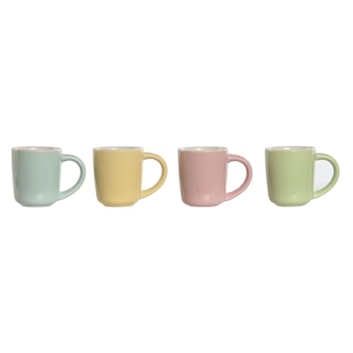 Home ESPRIT Kaffeebecher-Set, Gelb, Blau, Grün, Rosa, Porzellan, 90 ml, 4-teilig von Home ESPRIT