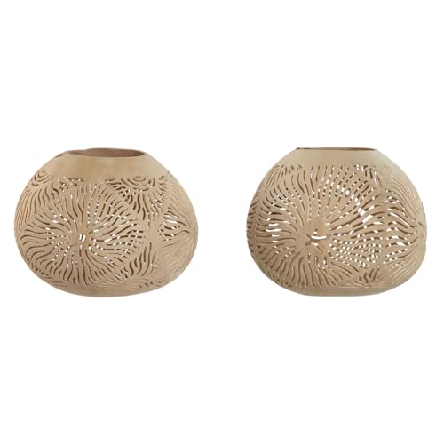 Home ESPRIT Kerzenhalter aus Kokosfaser, 15 x 15 x 13 cm (2 Stück) von Home ESPRIT