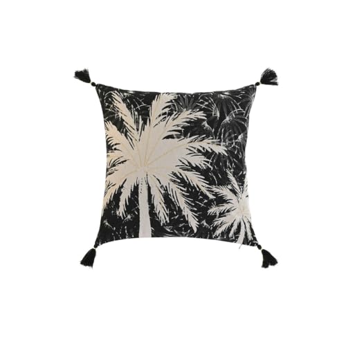 Home ESPRIT Kissen, Schwarz, Boho, Palme, 45 x 5 x 45 cm von Home ESPRIT