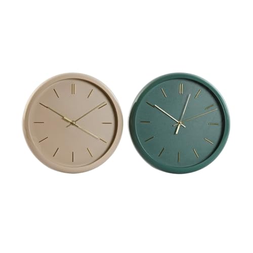 Home ESPRIT Moderne Wanduhr, PVC, Grün, Rosa, 30 x 4 x 30 cm (2 Stück) von Home ESPRIT