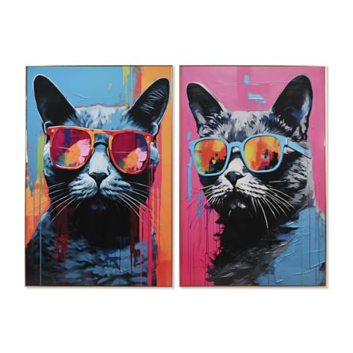 Home ESPRIT Modernes Bild, Katze, 80 x 3 x 120 cm (2 Stück) von Home ESPRIT