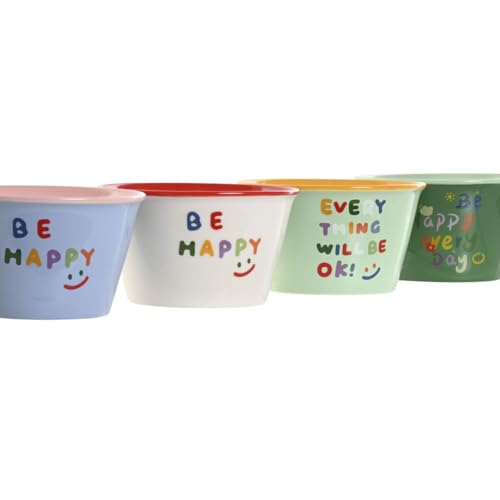 Home ESPRIT Schüssel, mehrfarbig, Shabby Chic, 480 ml, 13,2 x 13,2 x 7,5 cm, 4 Stück von Home ESPRIT