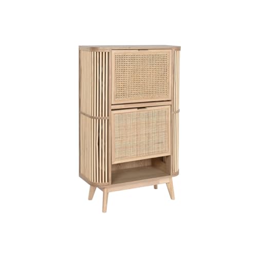 Home ESPRIT Schuhschrank, Gold, natürliches Rattan, tropisches Fichtenholz, 70 x 29 x 115 cm von Home ESPRIT