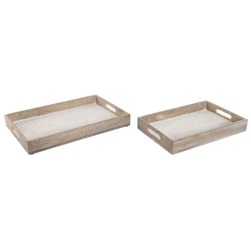 Home ESPRIT Set aus weißen Tabletts, Mangoholz, MDF, 44 x 29 x 5 cm, 2 Stück von Home ESPRIT