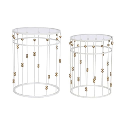 Home ESPRIT Set mit 2 Tischen in Weißgold, 42 x 42 x 55 cm von Home ESPRIT