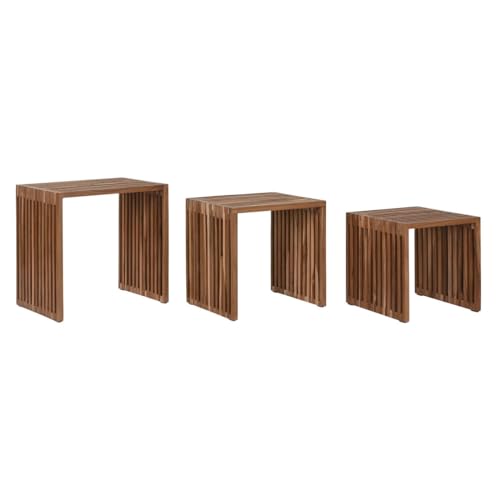 Home ESPRIT Set mit 3 Tischen Natural Teak, 40 x 40 x 40 cm von Home ESPRIT
