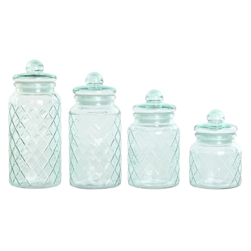 Home ESPRIT Set mit 4 Gläsern, blau, Glas, 1,4 l, 11 x 11 x 25,5 cm von Home ESPRIT