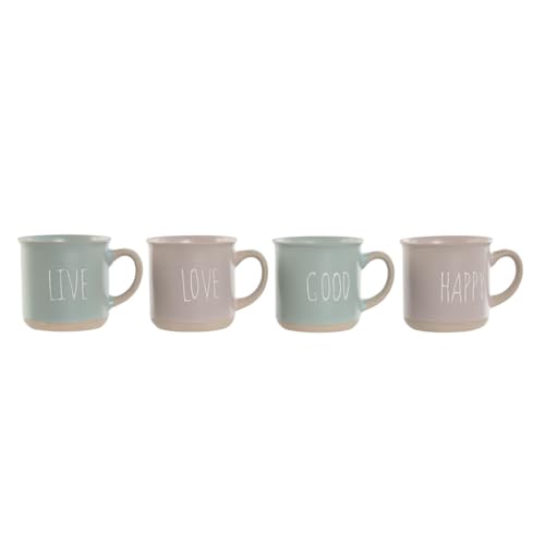 Home ESPRIT Set von 4 Tassen Mug Blau Rosa Steinzeug Urban von Home ESPRIT