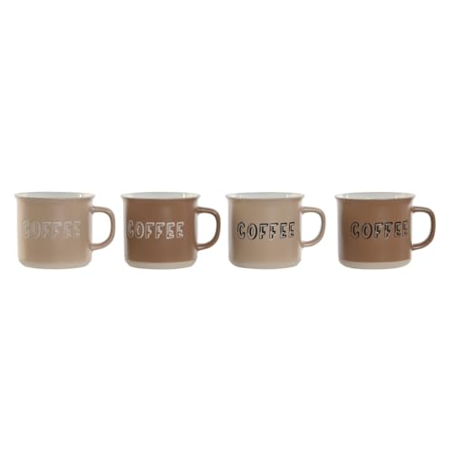 Home ESPRIT Set von 4 Tassen Mug Braun Steingut von Home ESPRIT