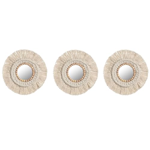 Home ESPRIT Spiegel-Set, Weiß, Glas, Boho, 20 x 1 x 20 cm (3 Stück) von Home ESPRIT