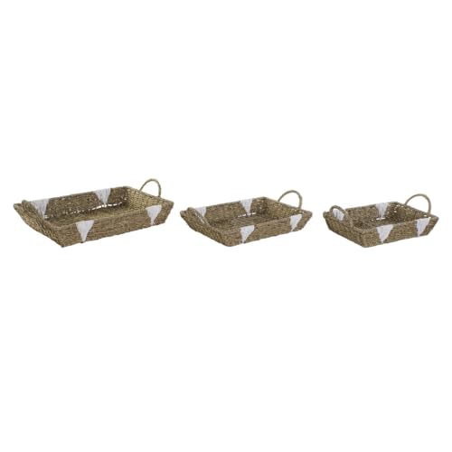 Home ESPRIT Tablett-Set, Naturweiß, Metall, Boho, 51 x 30,5 x 13 cm (3 Stück) von Home ESPRIT