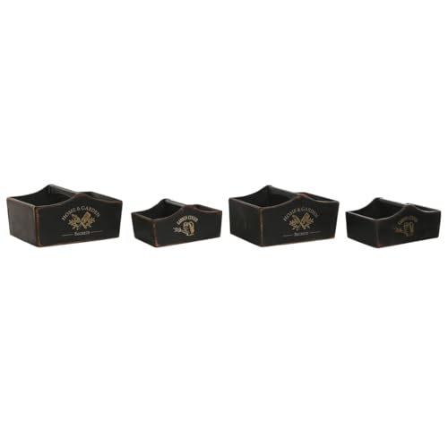 Home ESPRIT Tablett-Set, Schwarz, aus Tannenholz, 35 x 22 x 18 cm von Home ESPRIT