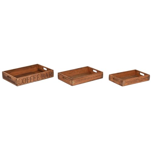 Home ESPRIT Tablett-Set aus natürlichem Tannenholz, 56 x 38 x 10 cm (3 Stück) von Home ESPRIT