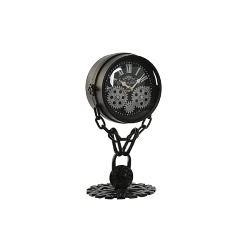 Home ESPRIT Tischuhr Schwarz Silber Metall Glas 18 x 17 x 33 cm von Home ESPRIT