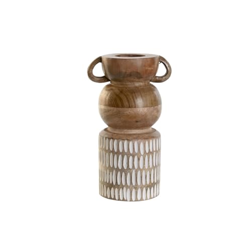 Home ESPRIT Vase, weiß, braun, aus Mangoholz, Kolonial, 16 x 10 x 23 cm von Home ESPRIT