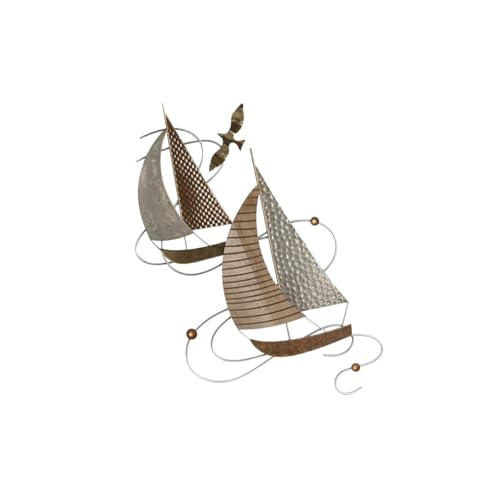 Home ESPRIT Wanddekoration Braun Gold Segelboote 42,5 x 4 x 77,5 cm von Home ESPRIT