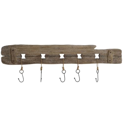 Home ESPRIT Wandgarderobe aus natürlichem Metall, Paulownia-Holz, 99 x 3 x 31 cm von Home ESPRIT