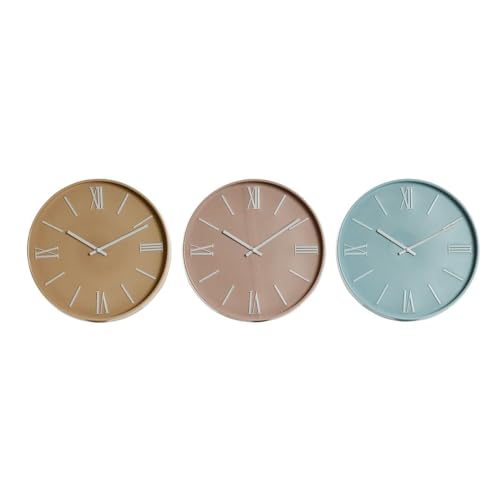 Home ESPRIT Wanduhr, Blau, Senfrosa, PVC, 30 x 4 x 30 cm, 3 Stück von Home ESPRIT