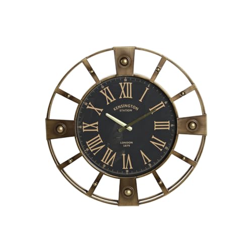 Home ESPRIT Wanduhr, Schwarz, Gold, Eisen, Vintage, 60 x 8 x 60 cm von Home ESPRIT