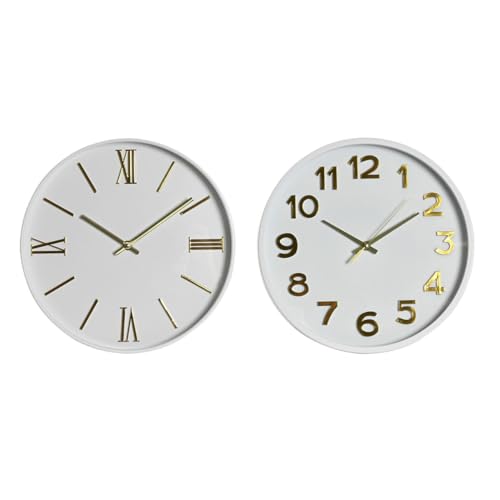 Home ESPRIT Wanduhr, Weiß, Gold, PVC, 30 x 4 x 30 cm, 2 Stück von Home ESPRIT