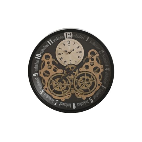 Home ESPRIT Wanduhr Schwarz Gold Metall Glas Getriebe 46 x 7,3 x 46 cm von Home ESPRIT