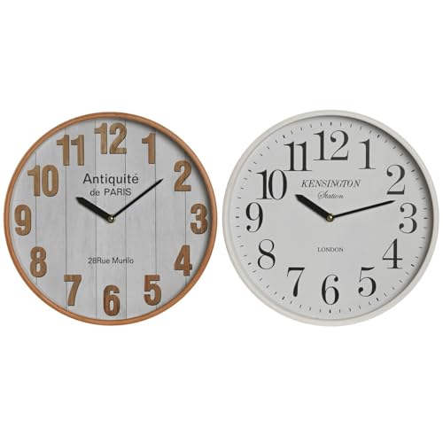 Home ESPRIT Weiße Wanduhr, Glas, MDF, 32 x 4,5 x 32 cm, 2 Stück von Home ESPRIT