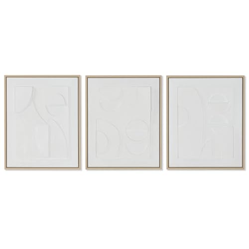 Home ESPRIT Weißes Bild aus Polystyrol, skandinavische abstrakte Leinwand, 40 x 4,8 x 50 cm (3 Stück) von Home ESPRIT