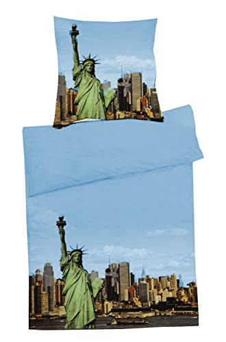 Home Edition Microfaser Fotodruck Bettwäsche New York Freiheitsstatue Oeko-TEX 155x220 + 80x80 cm von Home Edition