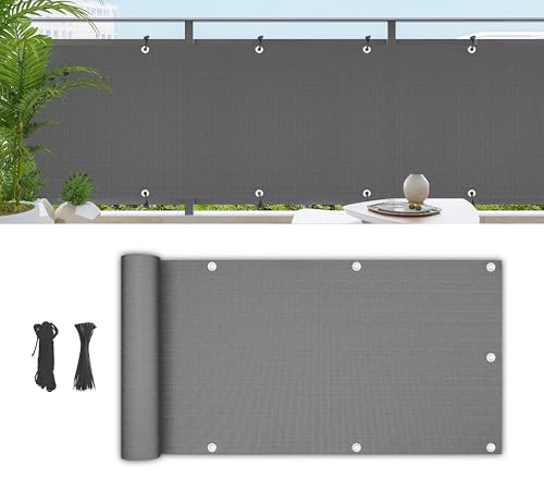 Home Essentials Sichtschutz für Balkone, Sichtschutz für Balkone, Sichtschutz für Balkone, Sichtschutz für Terrassen, Gitter, Gartenzaun, 0,9 x 3 m, Grau von Home Essentials