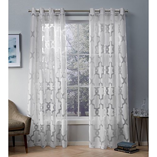 Exclusive Home Vorhänge Essex Burnout Sheer Tülle Top Fenster Vorhang Panel Paar, Winter White, 52 x 108 von Home Exclusive