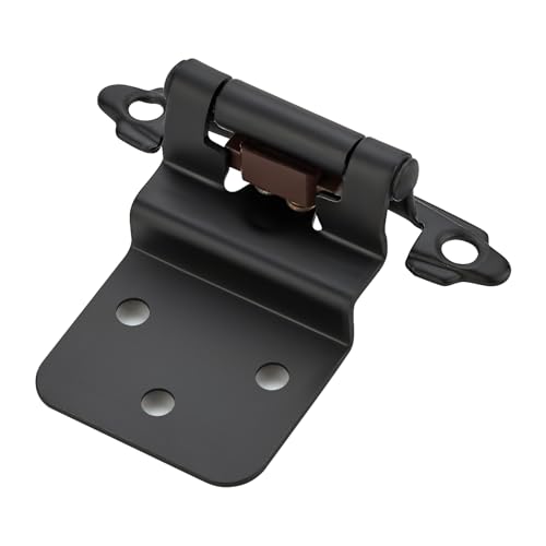 Home Expert 2 Pack (1 Paar) 3/8 Zoll Einbauschrankscharniere, selbstschließende Frontmontage-Scharniere mit Türstoßstangen, Mattschwarz für Küchenschränke, Badezimmer-Waschtische, Möbeltüren von Home Expert