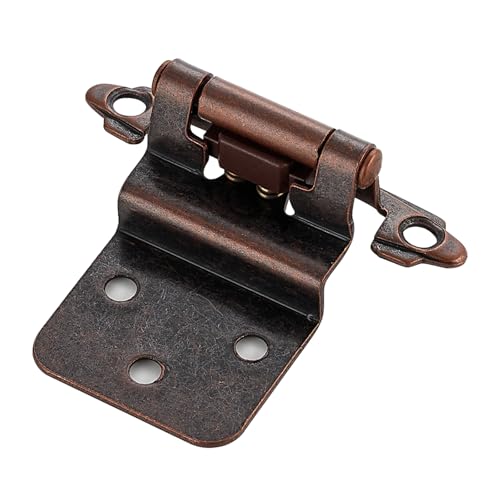 Home Expert 2 Pack (1 Paar) 3/8 Zoll Einbauschrankscharniere, selbstschließende Frontmontage-Scharniere mit Türstoßstangen, antikes Kupfer für Küchenschränke, Badezimmer-Waschtische, Möbeltüren von Home Expert