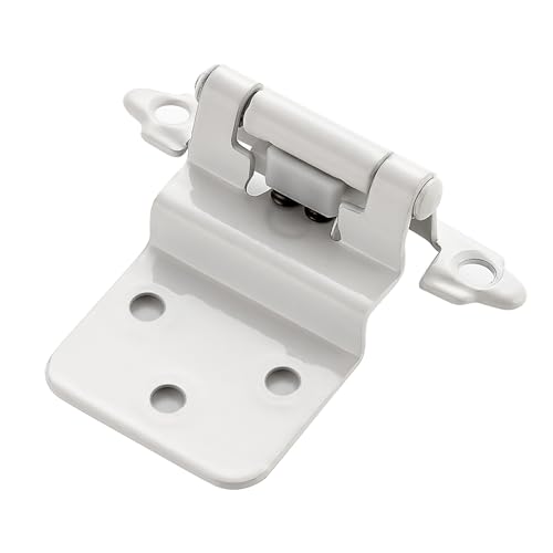 Home Expert 60 Stück (30 Paar) 3/8 Zoll eingesetzte Schrankscharniere, selbstschließende Frontmontage-Scharniere mit Türstoßstangen, Weiß für Küchenschränke, Badezimmer-Waschtische, Möbeltüren von Home Expert