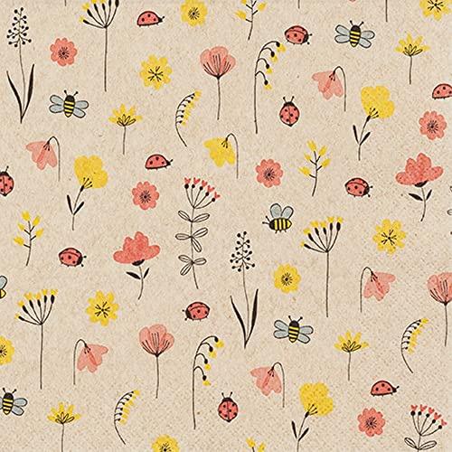 20 Servietten Eco Line nachhaltig aus 100% Recycling-Papier Marienk?fer und Bienen | Blumen | Tiere | Frühling | Sommer | Tischdeko 33x33cm von Home Fashion