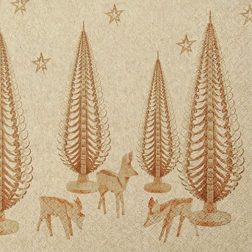 20 Servietten Eco Line nachhaltig aus 100% Recycling-Papier Rehe und geschnitzte B?ume | Weihnachten | Holz | Erzgebirge | Tischdeko 33x33cm von Home Fashion