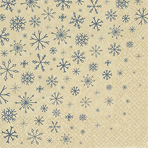 20 Servietten Eco Line nachhaltig aus 100% Recycling-Papier Schauer an Schneeflocken | Weihnachten | Winter | blau | Tischdeko 33x33cm von Home Fashion