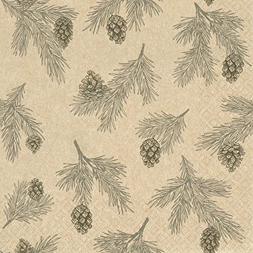 20 Servietten Eco Line nachhaltig aus 100% Recycling-Papier Tannenzweige | Winter | Natur | Zapfen | Tischdeko 33x33cm von Home Fashion