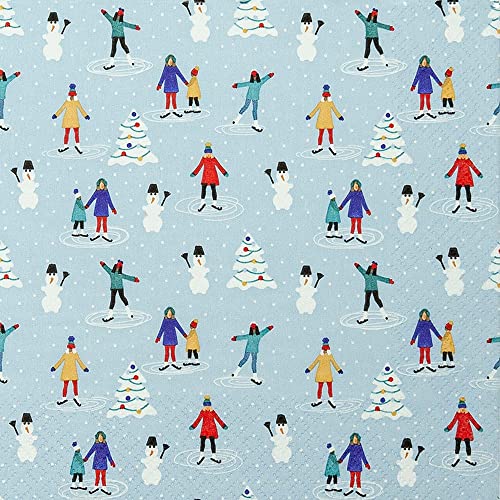 20 Servietten Schlittschuhlaufen | Eislaufen | Wintersport | Menschen | Kinder | Winter | Weihnachten | Tischdeko | Decoupage | Serviettentechnik 33x33cm von Home Fashion