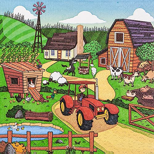 20 Servietten Tierischer Bauernhof | Kinder | Farm | Junge | Mädchen| Tischdeko | Decoupage | Serviettentechnik 33x33cm von Home Fashion
