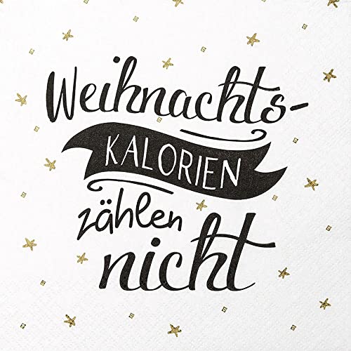 20 Servietten Weihnachtskalorien zählen nicht | Spruch | lustig | Winter | Weihnachten | Tischdeko | Decoupage | Serviettentechnik 33x33cm von Home Fashion